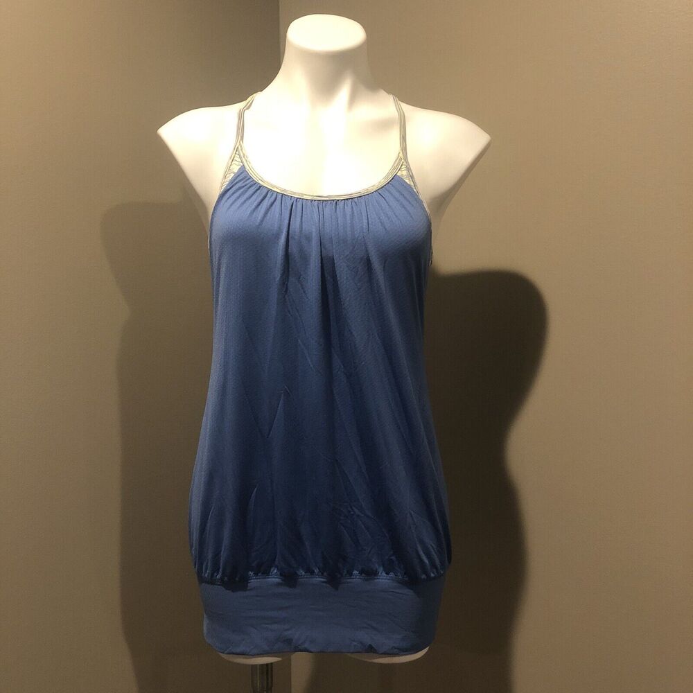 Lululemon Athletica Tank Top 6 Blue W/ Sports Bra Racerback Loose Fit Scoop Neck - Picture 2 of 14